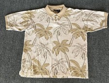 Ocean Pacific Mens XL VTgG Polo Shirt Waffle Beige Brown Palm Tree Tropical