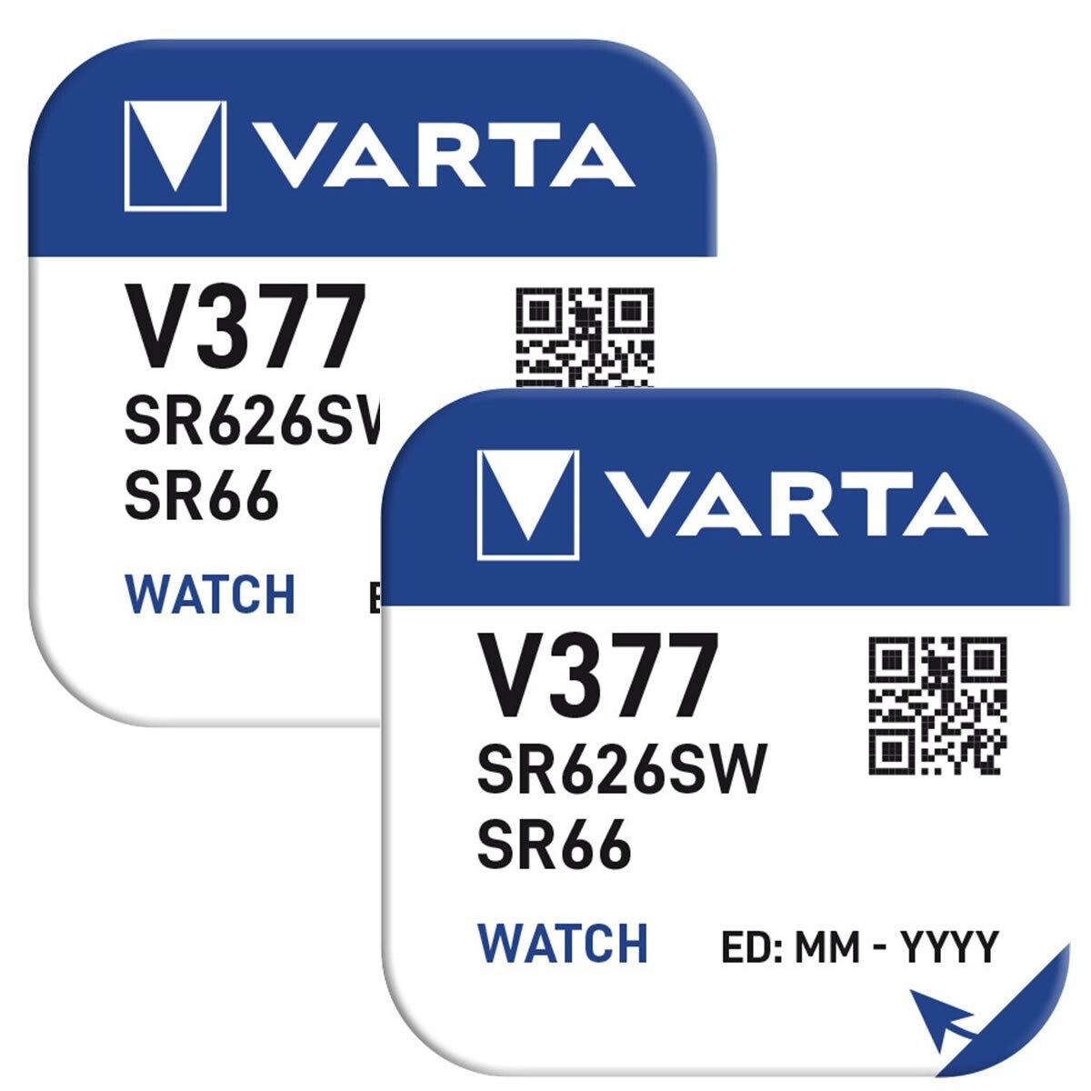 2 x VARTA V377 SR626SW Silver Oxide 377 Button Cell Watch Battery SR66 AG4 1.55v
