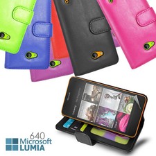 Wallet Flip ID Card Stand Case Cover for Microsoft Nokia Lumia 640 + Screen Gud