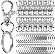 60PCS Keychain Making Kit with Hooks, Clasps & Rings for DIY Jewelry Craft