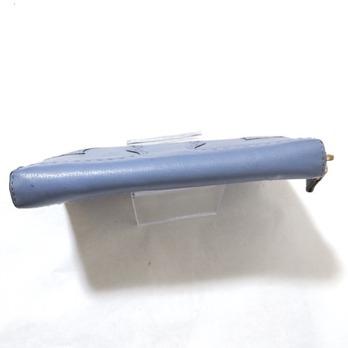 Auth Tory Burch periwinkle blue long wallet Purse round zipper leather #5851K - Picture 7 of 23