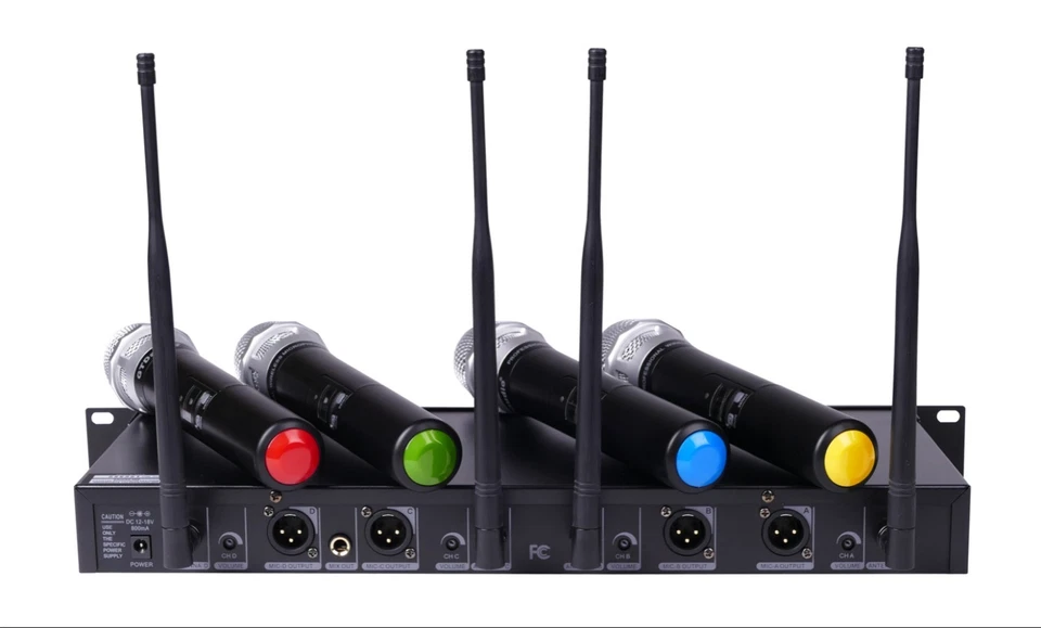 GTD  4x800 Channel UHF Diversity Wireless Handheld Microphone Mic System 787H - Image 2 of 4