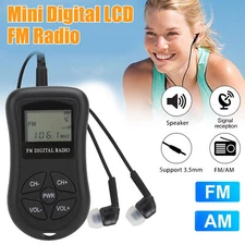 Pocket Mini Digital FM Radio LCD Screen Stereo Walking Receiver w/3.5mm Earphone
