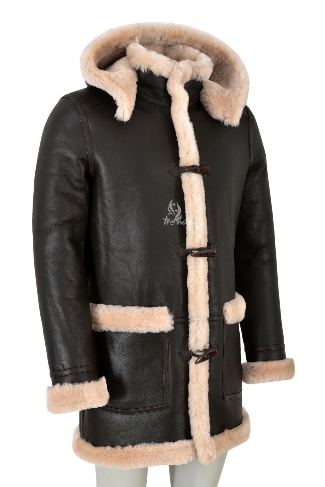 ALTRA Cappotto borsone da uomo pelle di pecora cappuccio in pelliccia 100% pelliccia shearling naturale cappotto con cappuccio lungo