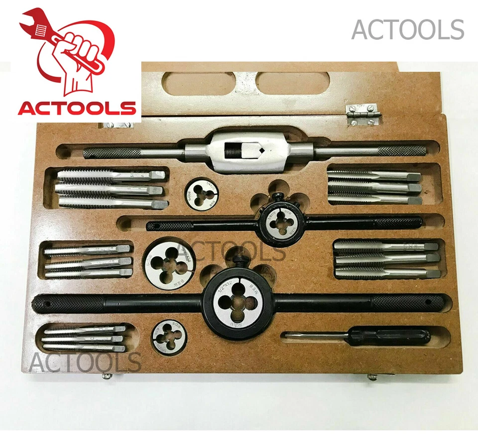 British Standard Whitworth 1/4" a 1/2” Juego de grifos y troqueles Kit 14 piezas ACTOOLS EE. UU. Foto 3 de 4