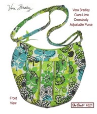 Vera Bradley Clare Lime Green Floral Crossbody Adjustable Shoulder Bag Purse VGC
