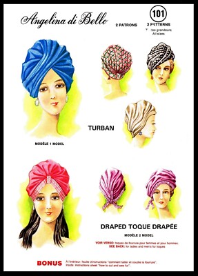 Angelina di Bello 101 PATTERN TURBAN TOQUE Hat English & French ...