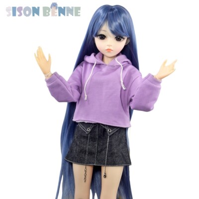 Fashion Long Straight Blue Hair 1/3 BJD Doll Women DIY Toys Gifts