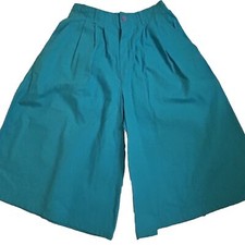 Vintage 70s ESPRIT Culotte, Gaucho Shorts/Pants. Turquoise Blue. Size: 5.