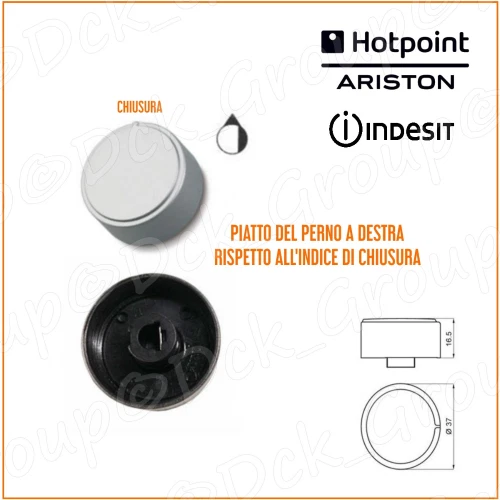ADATTABILE Manopola Pomello Ariston Indesit Piano Cottura Forno Silver Argento C00142721