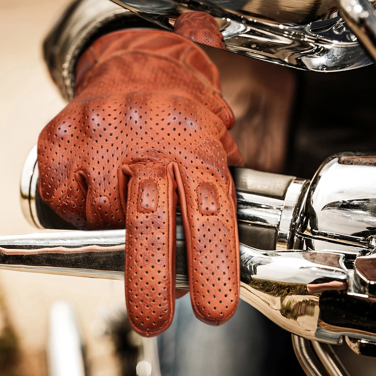 Tan leather motorcycle gloves clearance