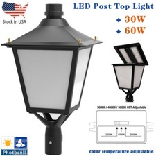 60W LED Post Top Light Dusk to Dawn Outdoor Parking Lot Garden Pole Fixture IP65