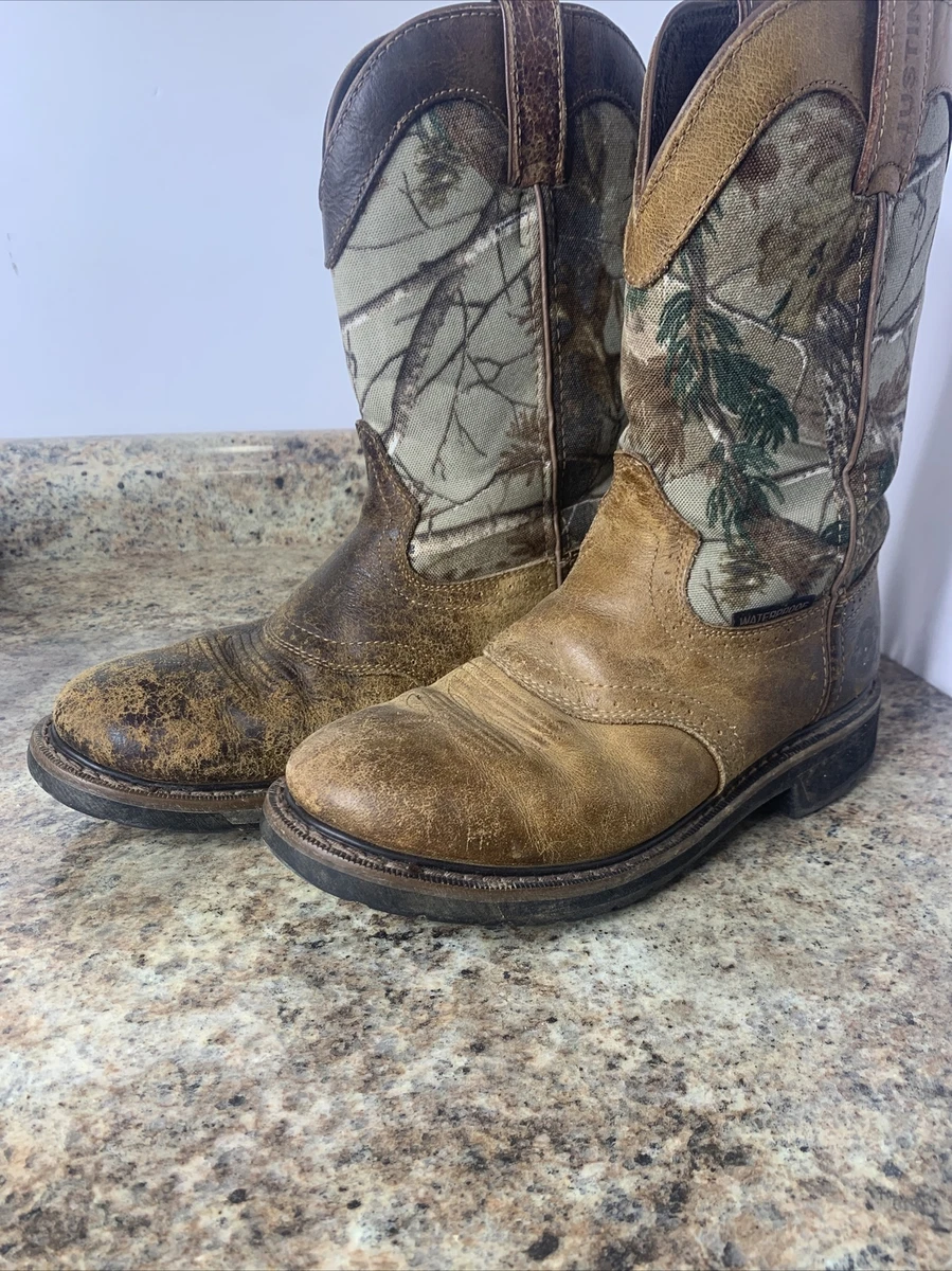 Justin Camo Boots WK4675 Waterproof Stampede Round Toe Boots Mens 9D | eBay