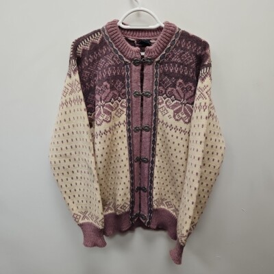 Dale of Norway Wollpullover Strickjacke rosa skandinavisch Weihnachtspullover Damen Large