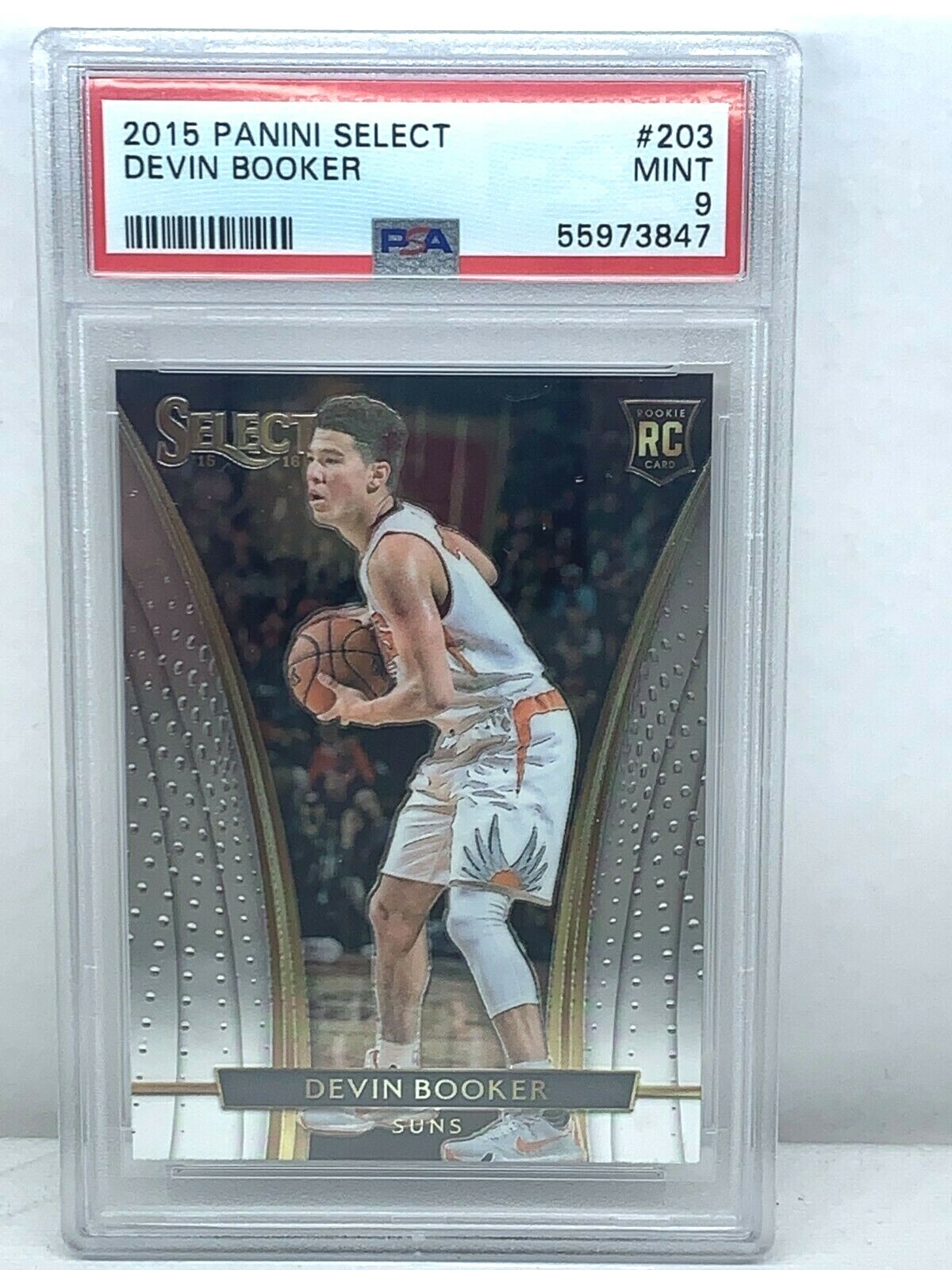2015-16 SELECT #203 🔥 DEVIN BOOKER 🔥 RC Rookie Courtside Variation PSA MINT 9