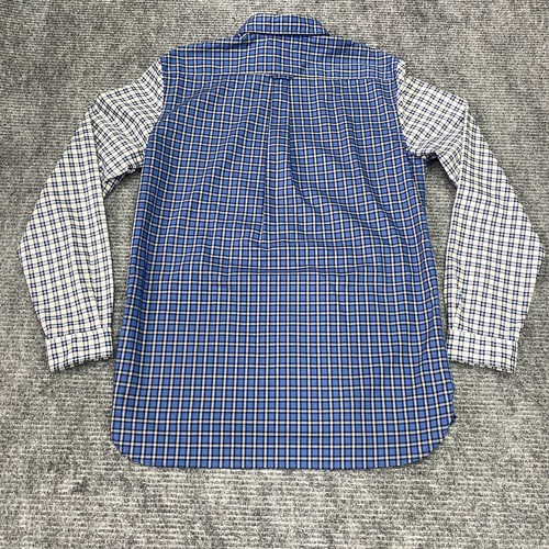 Camicia Lacoste uomo M blu bianca a quadri bicolore manica lunga logo abbottonato - Foto 14 di 14