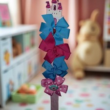 Girls Bows Hairbows Pink Blue 4 Piece Lot Hair Accessories