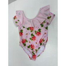 Betsey Johnson Rose Print Ruffle One Piece Swimsuit 18M Pink Floral Coquette