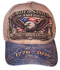 USA 250th Anniversary 1776 - 2026 American Flag Eagle Patriotic Baseball Cap