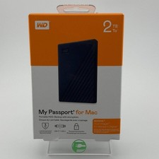 New Western Digital WD My Passport for Mac 2TB USB-C to USB-A Portable HDD