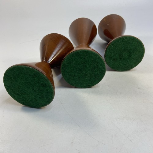 Midcentury Candlestick Holders Wooden Hourglass Tulip Scandinavian Set Of 3 - Picture 5 of 5
