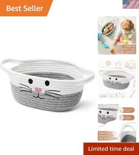 Small Woven Baskets for Organizing Rope with Handle Cute Cotton Basket for Nu...