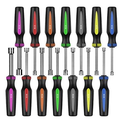 P.I.T.14PC SAE and Metric Nut Driver Set,Solid Shaft Nut Drivers(3/16 to 1/2 ...