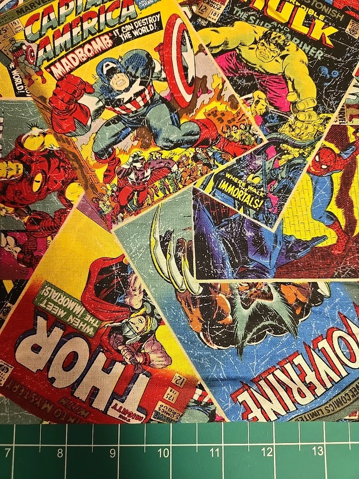 Marvel Retro Hulk Thor Captain America fabric By 1/2 Yard Avengers Spider Man - Image 3 of 4