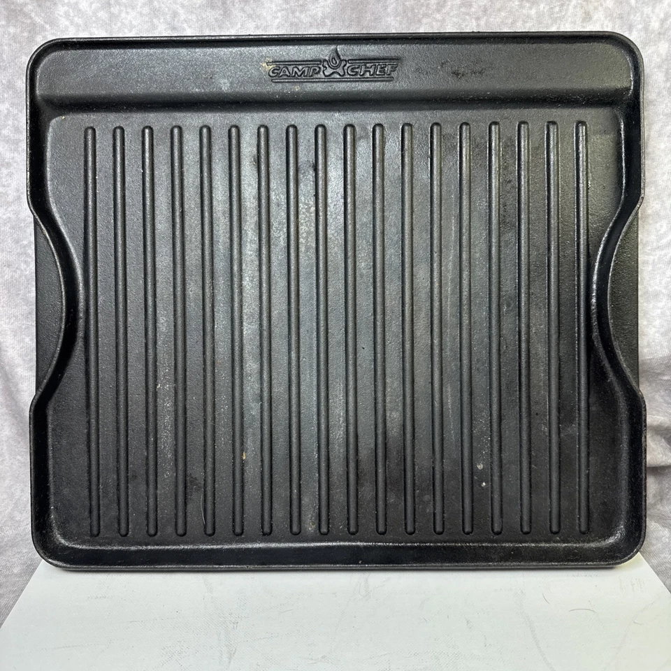 Двусторонняя чугунная решетка для гриля Camp Chef 16 x 14 дюймов уличная пляжная б/у в отличном состоянии - Изображение 4 из 4