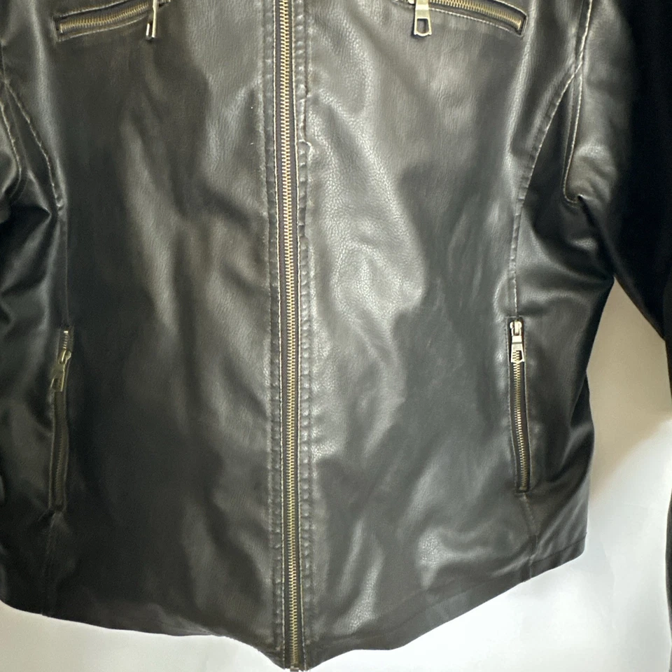 Jaqueta de couro masculina bombardeiro motociclista Brave Soul London marrom escuro XXL - Imagem 4 de 4