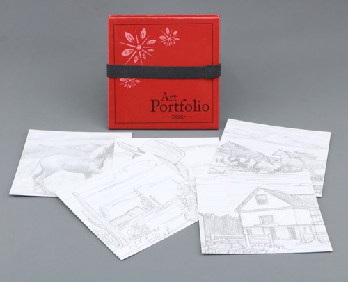 5 pencil sketches on cardstock for 18'' doll Saige's Painting Set