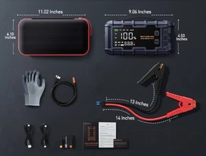 Buture Bet07 10-in-1 Car Battery Jump Starter & Air Compressor 8000A 160PSI 45W.