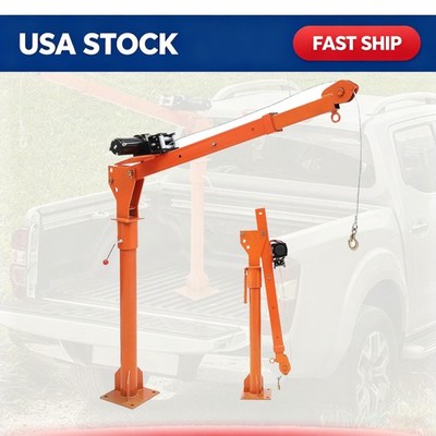 Truck Bed 1100LBS Crane Pickup Crane w/ Winch Foldable Jib Hoist for Engine Lift