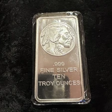 Buffalo Nickel 10oz Pure .999 Fine Silver bar Bullion 10 Troy Ounces