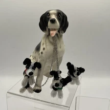 Vtg LIPPER MANN JAPAN FIGURE ENGLISH SPRINGER SPANIEL DOG W/PUPPIES REIMAGINED