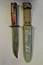 U.S. NAVY KA-BAR MK 2 FIGHTING KNIFE WITH B.M. Co. SCABBARD EXECELLANT CONDITION