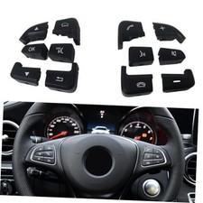 Car Steering Wheel Button Cover Replacement for Mercedes Benz C 1set Black