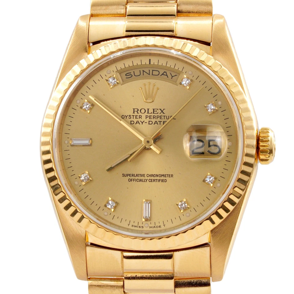 Reloj Rolex para hombre de oro de 18 quilates día-fecha presidente esfera de diamantes de oro de fábrica 18238