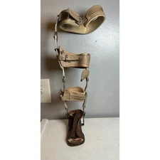 Vintage Orthopedic Brace Boot Support Metal Straps Leather Shoe Polio