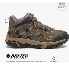 Hi-Tec Women's Apex Lite Mid WP Smokey Brown/Grape (Tan) T8089TJT Sz. 9 NWOB