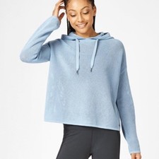 Sweaty Betty SMALL Cotton Mesh Hoodie Sweater Blue