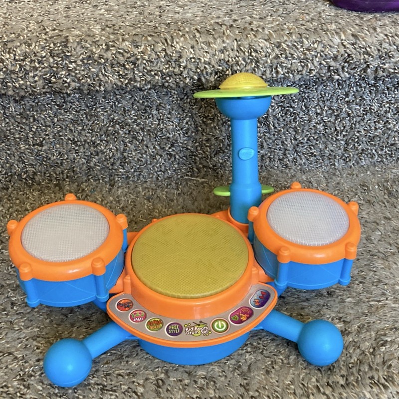 VTech Kidibeats Drum Set Electronic Music Toy Orange Blue Sound Buttons