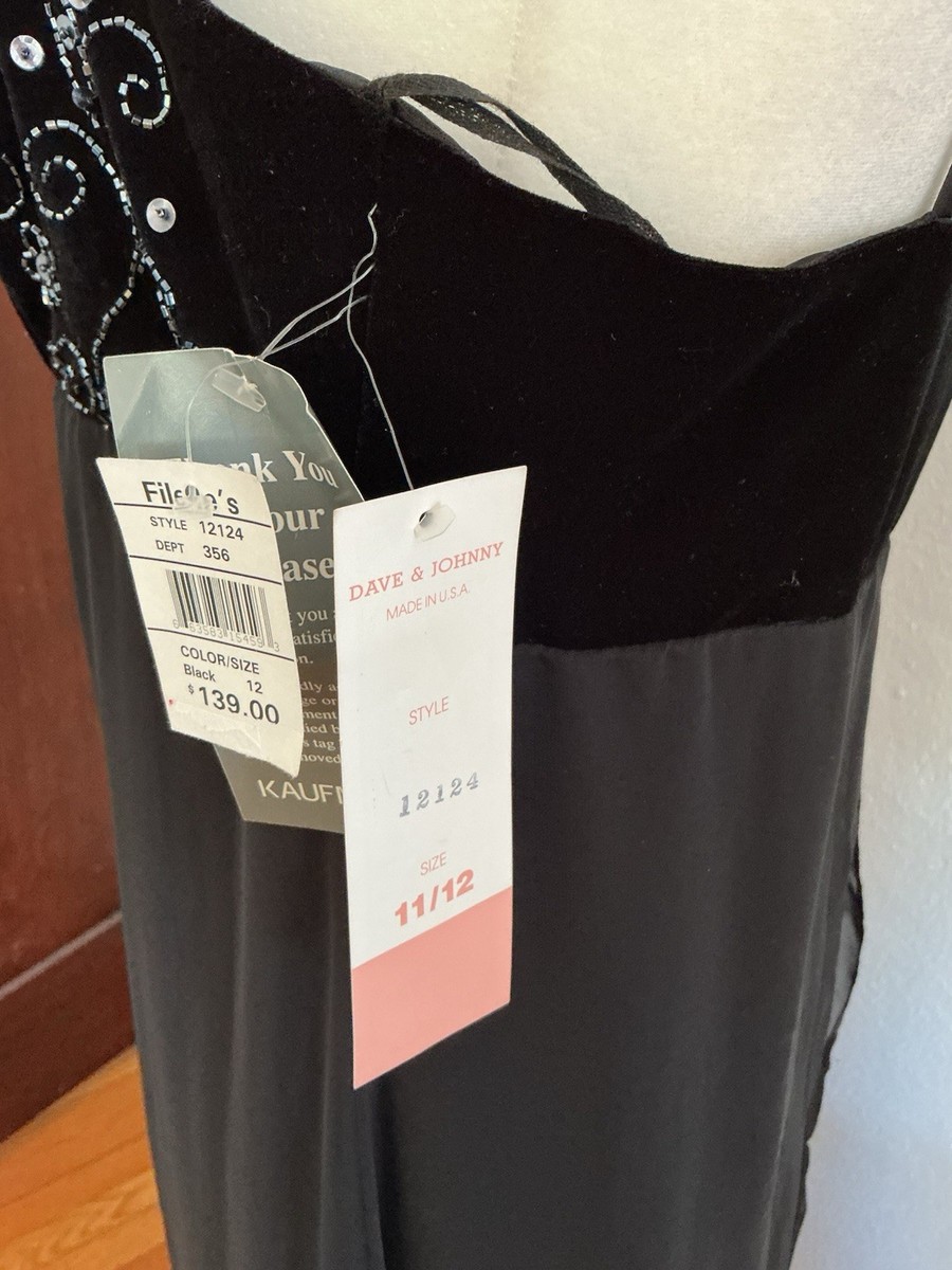 VTG Dave & Johnny Formal Dress Beaded Velvet Black Prom Boho 90s Y2K 11/12 M NWT View 6