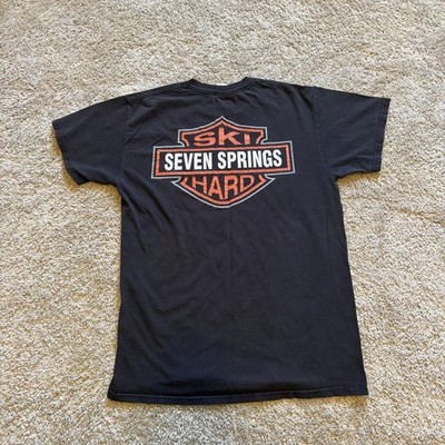 Vintage 90s Seven Springs Skiing Harley Parody Shirt Men s Medium Double Sided