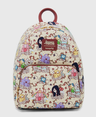 Loungefly Mini Backpack: ADVENTURE TIME Banner All Over Print Cream Beige