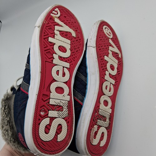 Superdry Donna Scarpe da Ginnastica Hi Top Scarpe Foderate in Pelliccia Taglia 6/39 Navy Casual - Foto 10 di 14
