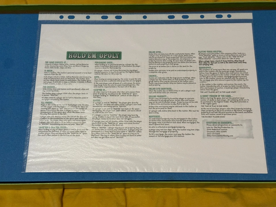 Hold'em-opoly - Board Game - Late For The Sky - Complete - Image 3 of 4