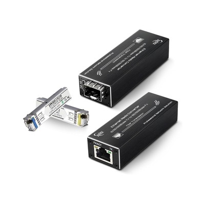 Mini Gigabit Fiber Media Converter Pair 10/100/1000Mbps with Matched SFP Modu...