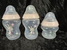 Tommee Tippee Closer Nature 5oz/9oz Baby Bottle/Pink Ring/Nipple/Cover -Lot of 3