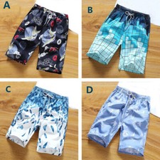 Men Shorts Swim Trunks Printed Quick Dry Loose Soft Drawstring Summer Beach